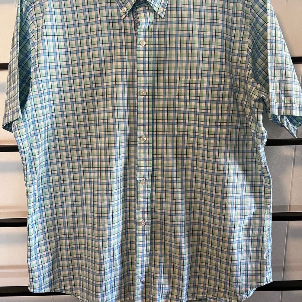 Men's Blue and Green Plaid Shirt, XL, Taylor Byrd Collection, EUC, B8